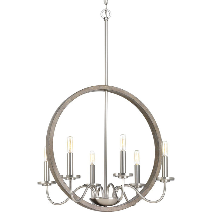 Progress Lighting P400081-009 Six Light Chandelier, Brushed Nickel