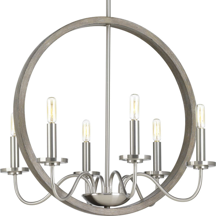 Progress Lighting P400081-009 Six Light Chandelier, Brushed Nickel