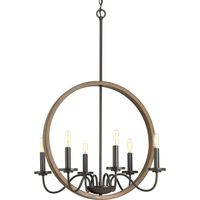 Progress Lighting P400081-020 Six Light Chandelier, Antique Bronze