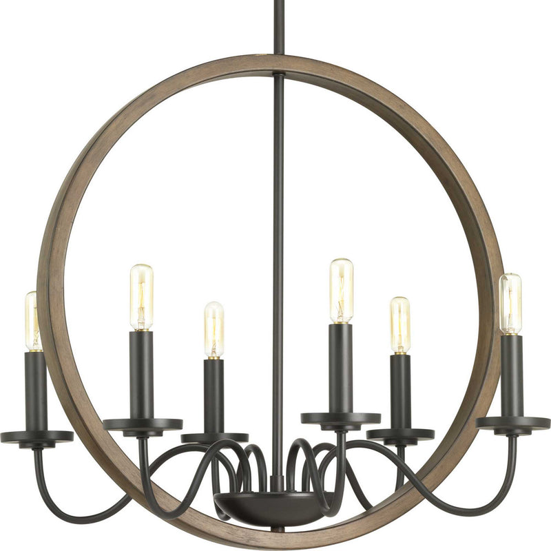 Progress Lighting P400081-020 Six Light Chandelier, Antique Bronze