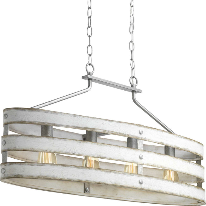 Progress Lighting P400097-141 Four Light Island Pendant, Galvanized Finish
