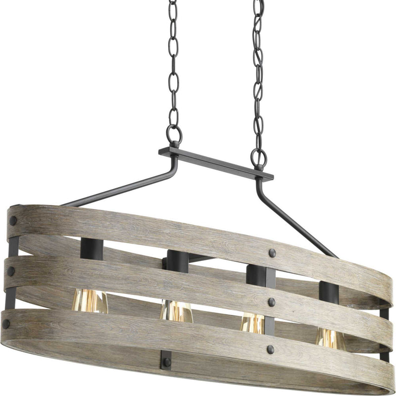 Progress Lighting P400097-143 Four Light Island Pendant, Graphite