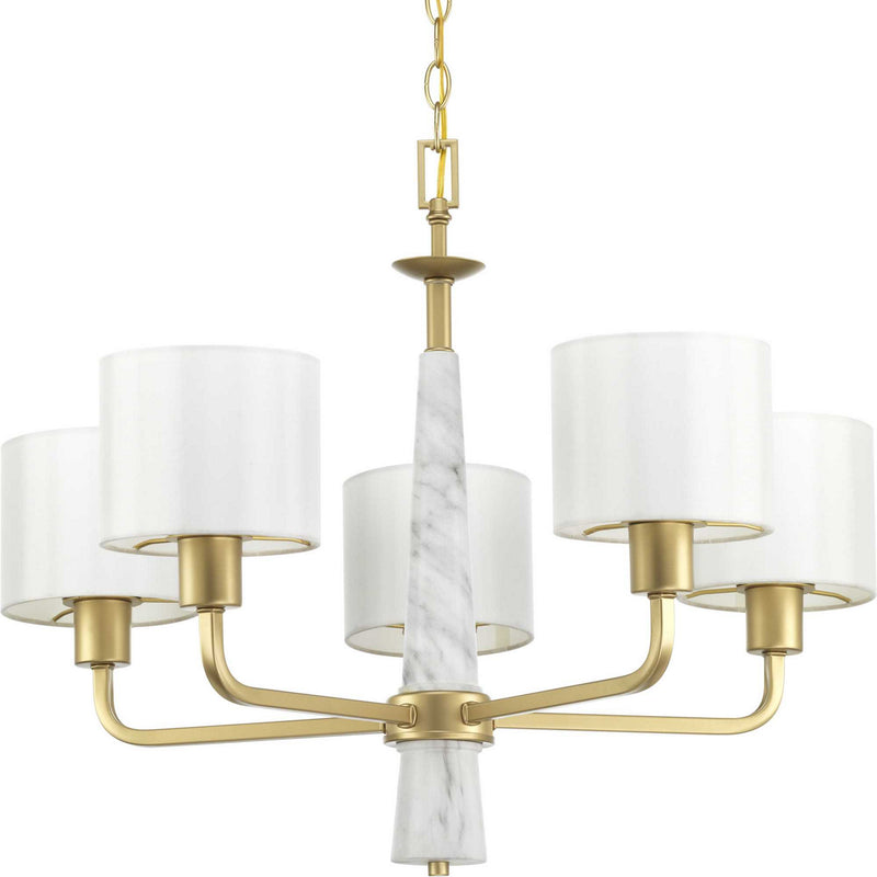 Progress Lighting P400098-078 Five Light Chandelier, Vintage Gold