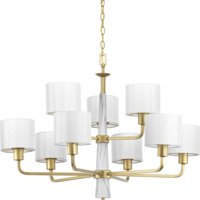 Progress Lighting P400099-078 Nine Light Chandelier, Vintage Gold