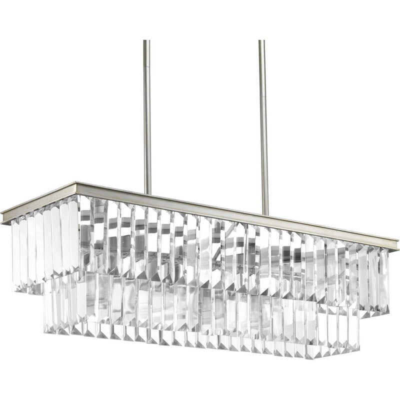Progress Lighting P400101-134 Four Light Island Pendant, Silver Ridge