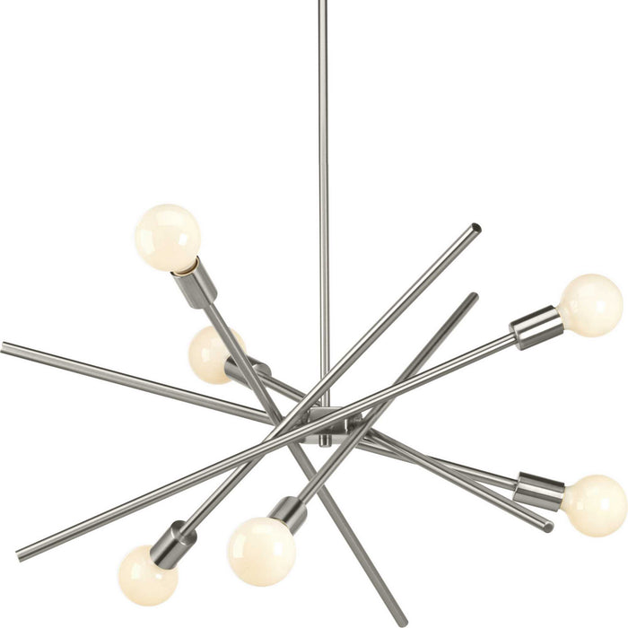 Progress Lighting P400108-009 Six Light Chandelier, Brushed Nickel