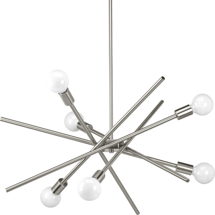 Progress Lighting P400108-009 Six Light Chandelier, Brushed Nickel