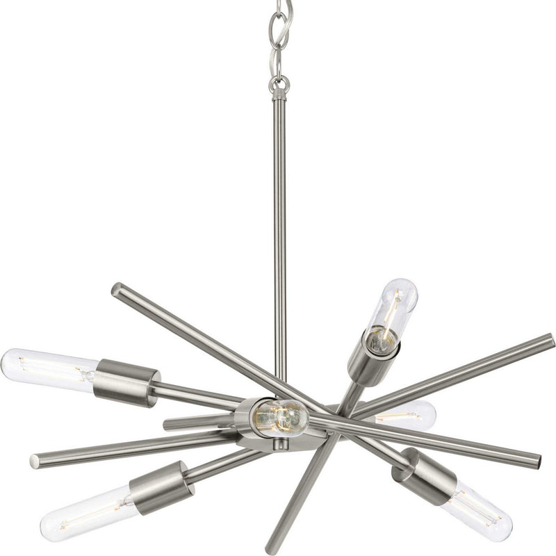 Progress Lighting P400108-009 Six Light Chandelier, Brushed Nickel