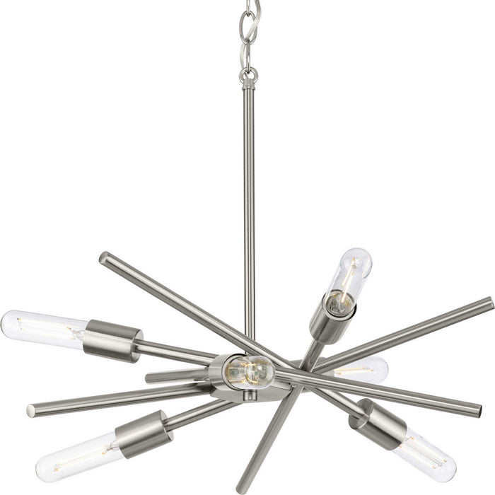 Progress Lighting P400108-009 Six Light Chandelier, Brushed Nickel
