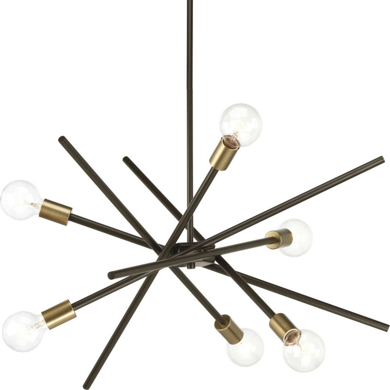 Progress Lighting P400108-020 Six Light Chandelier, Antique Bronze