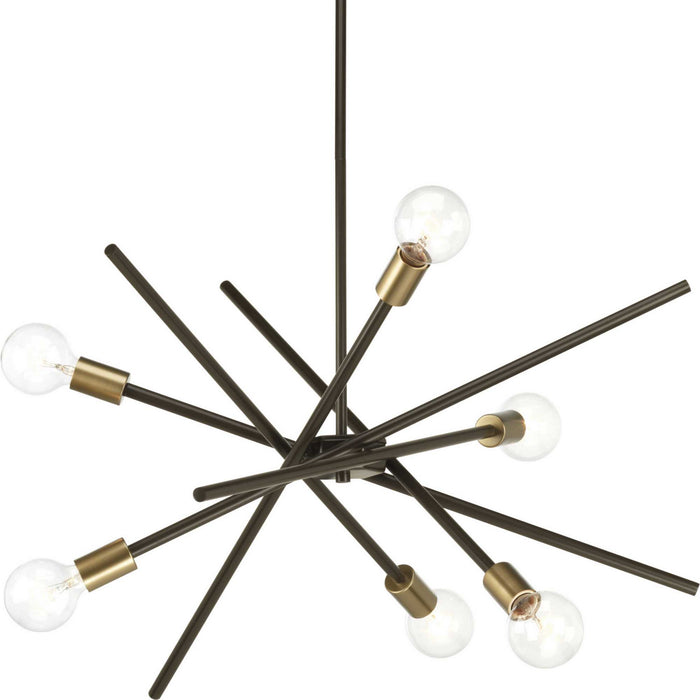 Progress Lighting P400108-020 Six Light Chandelier, Antique Bronze