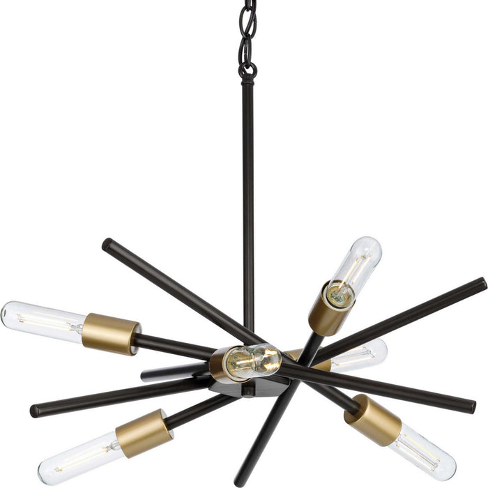 Progress Lighting P400108-020 Six Light Chandelier, Antique Bronze