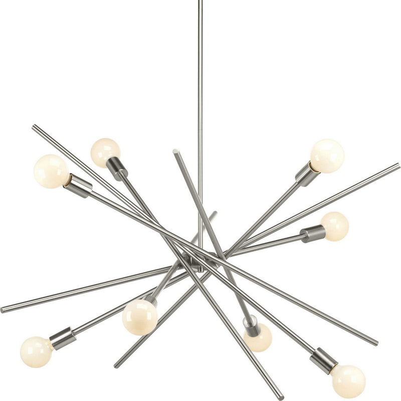 Progress Lighting P400109-009 Eight Light Chandelier, Brushed Nickel