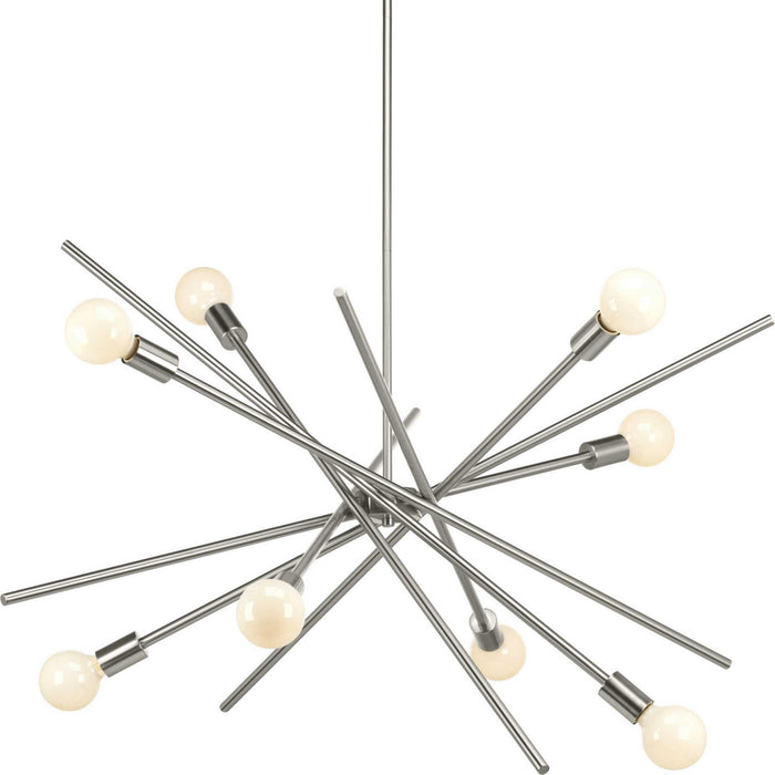 Progress Lighting P400109-009 Eight Light Chandelier, Brushed Nickel