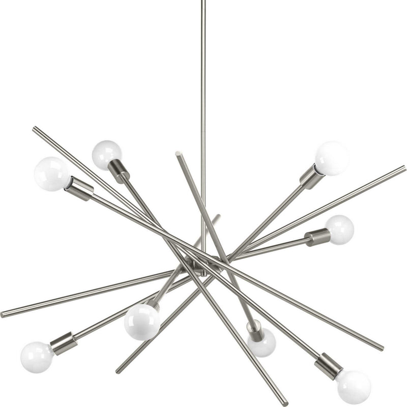 Progress Lighting P400109-009 Eight Light Chandelier, Brushed Nickel