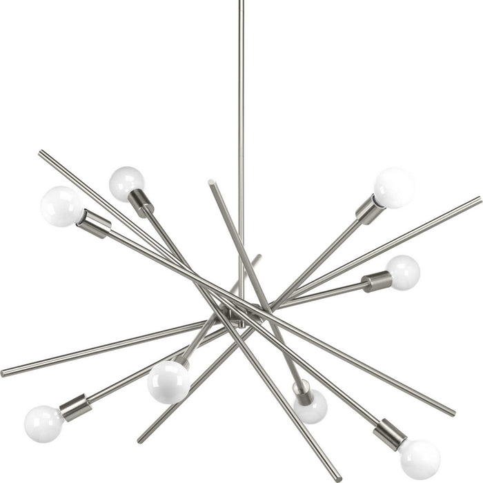 Progress Lighting P400109-009 Eight Light Chandelier, Brushed Nickel