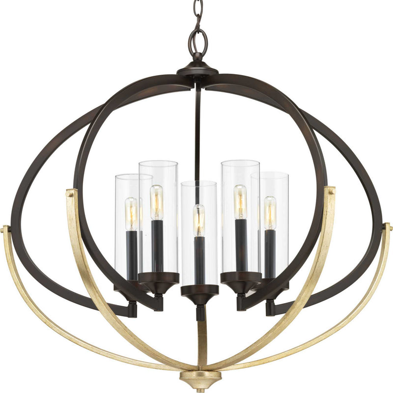 Progress Lighting P400117-020 Five Light Chandelier, Antique Bronze