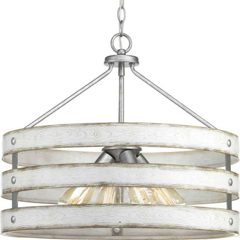 Progress Lighting P500023-141 Four Light Pendant, Galvanized Finish