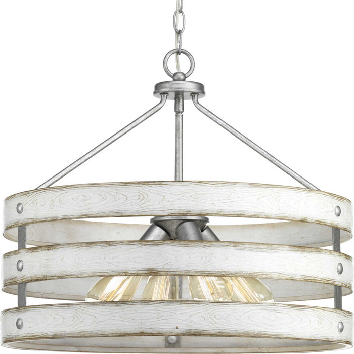 Progress Lighting P500023-141 Four Light Pendant, Galvanized Finish