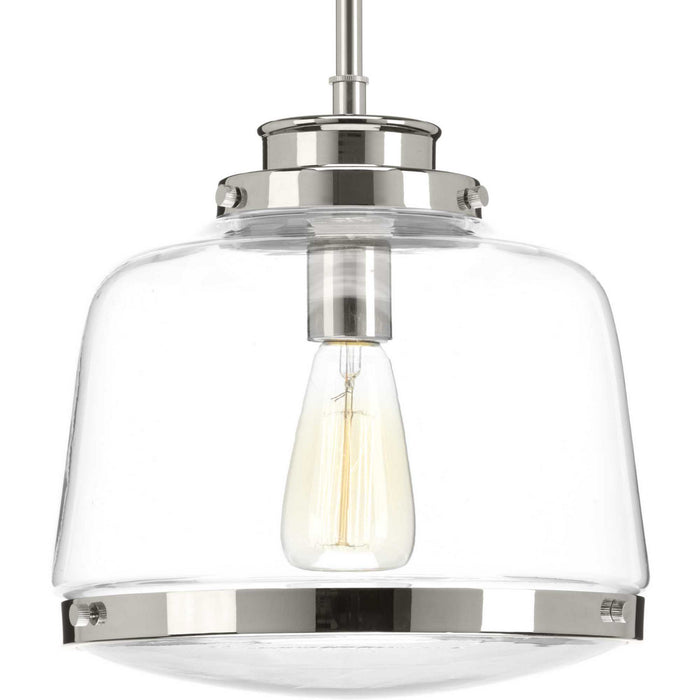 Progress Lighting P500061-104 One Light Pendant, Polished Nickel