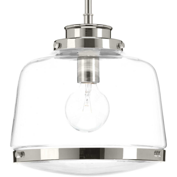 Progress Lighting P500061-104 One Light Pendant, Polished Nickel