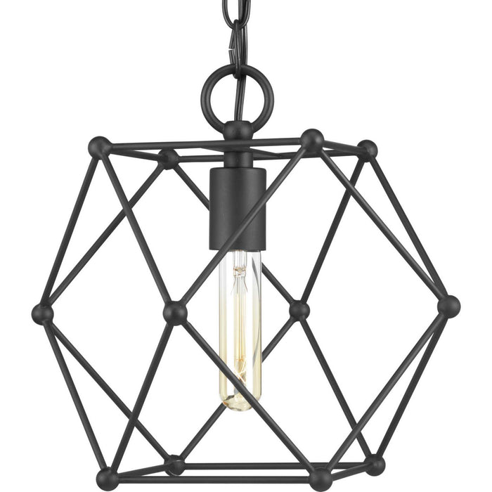 Progress Lighting P500082-031 One Light Mini Pendant, Black
