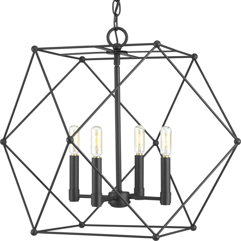 Progress Lighting P500083-031 Four Light Pendant, Black