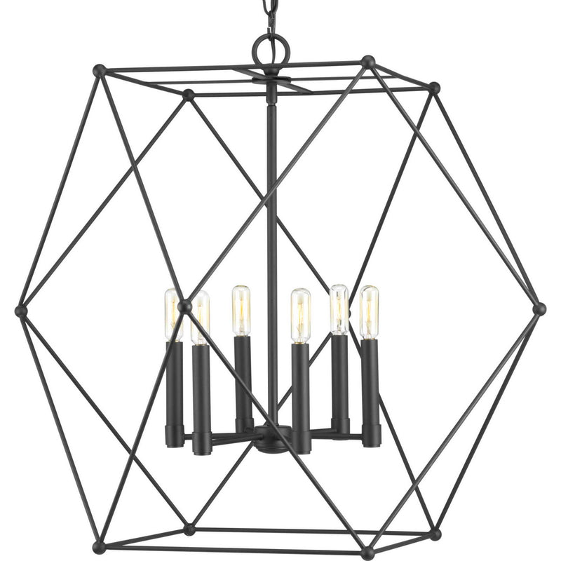 Progress Lighting P500084-031 Six Light Pendant, Black