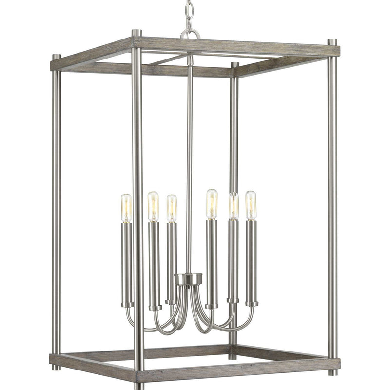 Progress Lighting P500089-009 Six Light Pendant, Brushed Nickel