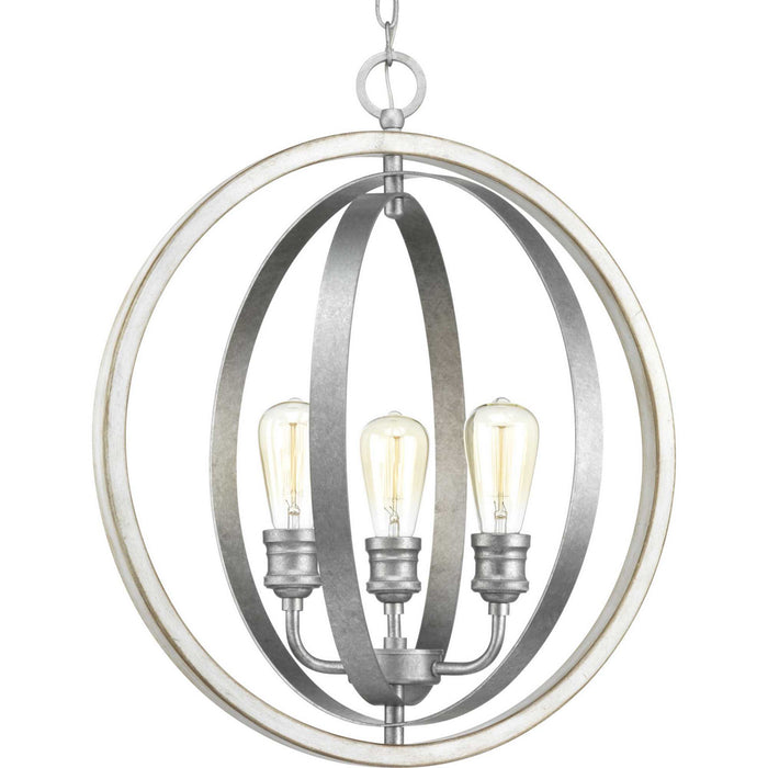 Progress Lighting P500093-141 Three Light Pendant, Galvanized Finish