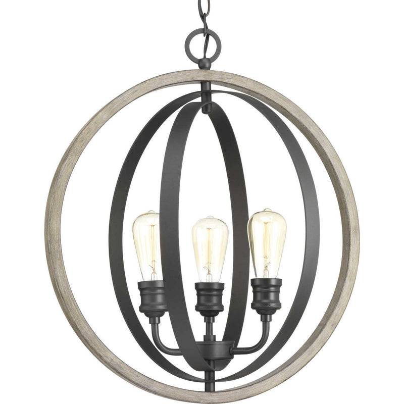 Progress Lighting P500093-143 Three Light Pendant, Graphite