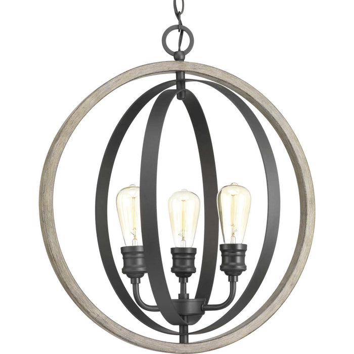 Progress Lighting P500093-143 Three Light Pendant, Graphite