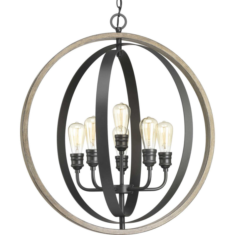 Progress Lighting P500094-143 Six Light Pendant, Graphite
