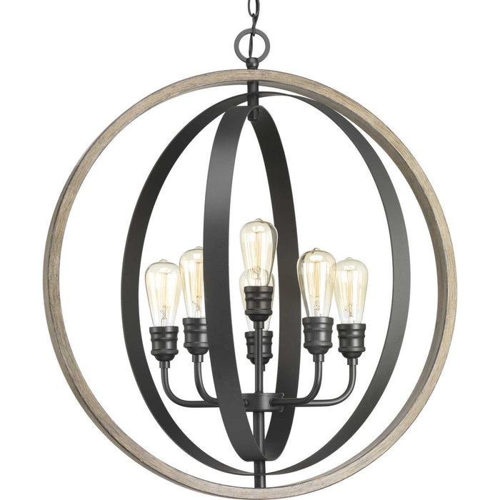 Progress Lighting P500094-143 Six Light Pendant, Graphite
