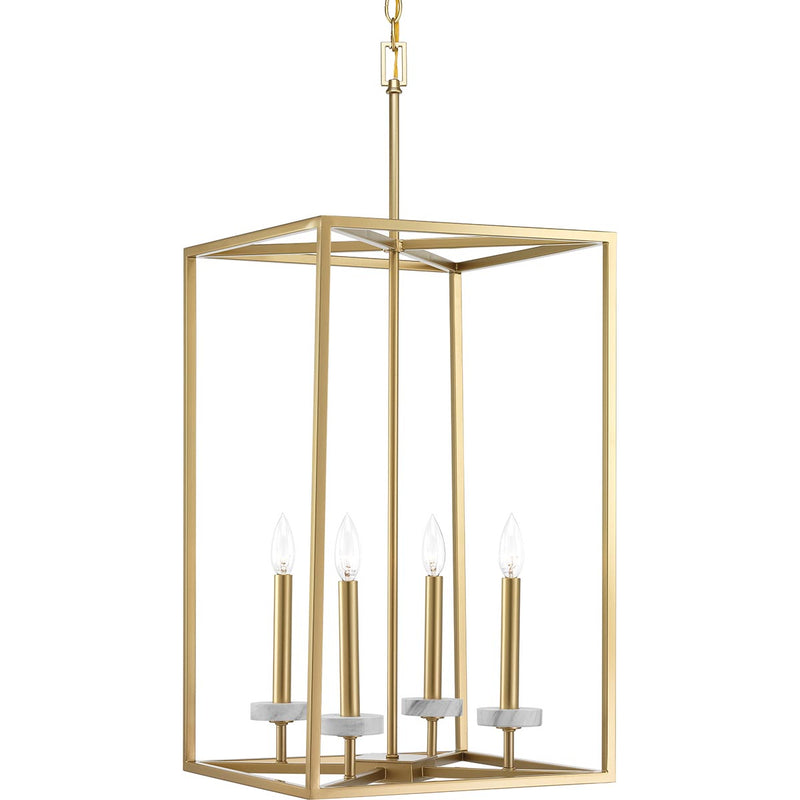 Progress Lighting P500105-078 Four Light Pendant, Vintage Gold