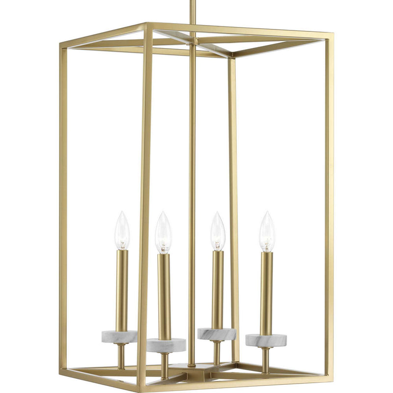 Progress Lighting P500105-078 Four Light Pendant, Vintage Gold