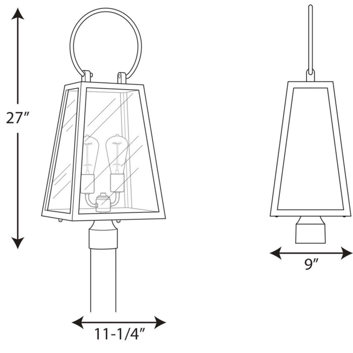 Progress Lighting P540028-020 Two Light Post Lantern, Antique Bronze