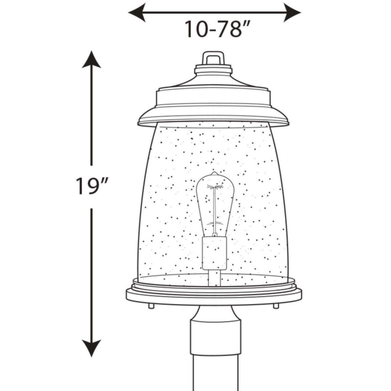 Progress Lighting P540030-103 One Light Post Lantern, Antique Pewter