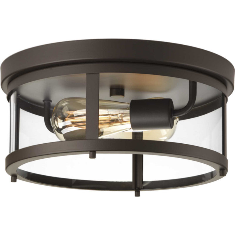 Progress Lighting P550021-020 Two Light Flush Mount, Antique Bronze