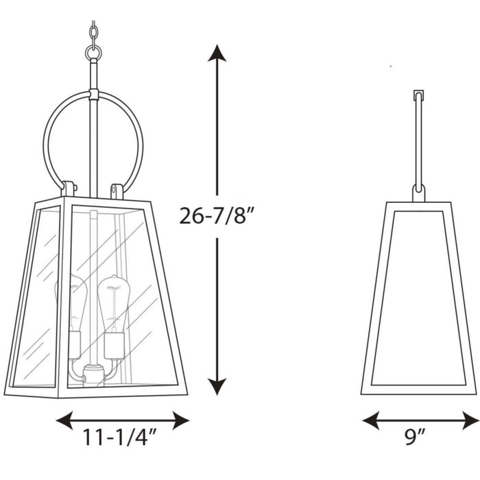 Progress Lighting P550028-020 Two Light Hanging Lantern, Antique Bronze