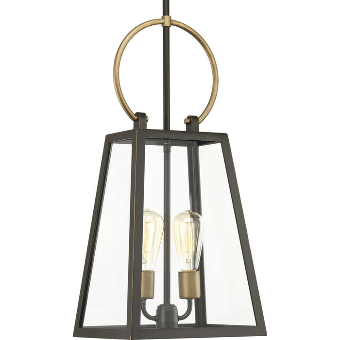 Progress Lighting P550028-020 Two Light Hanging Lantern, Antique Bronze