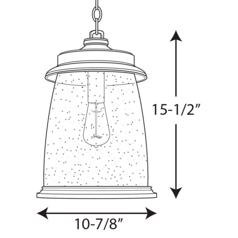 Progress Lighting P550030-103 One Light Hanging Lantern, Antique Pewter