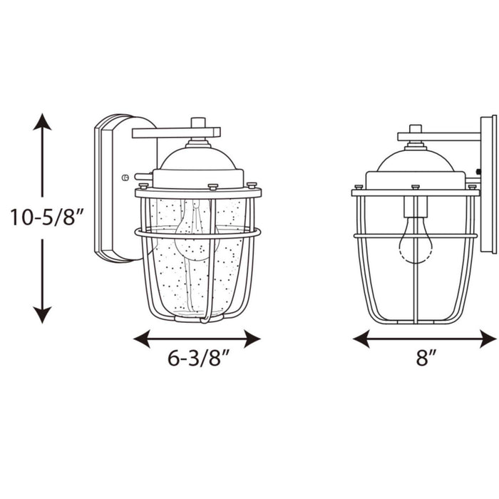 Progress Lighting P560065-031 One Light Wall Lantern, Black