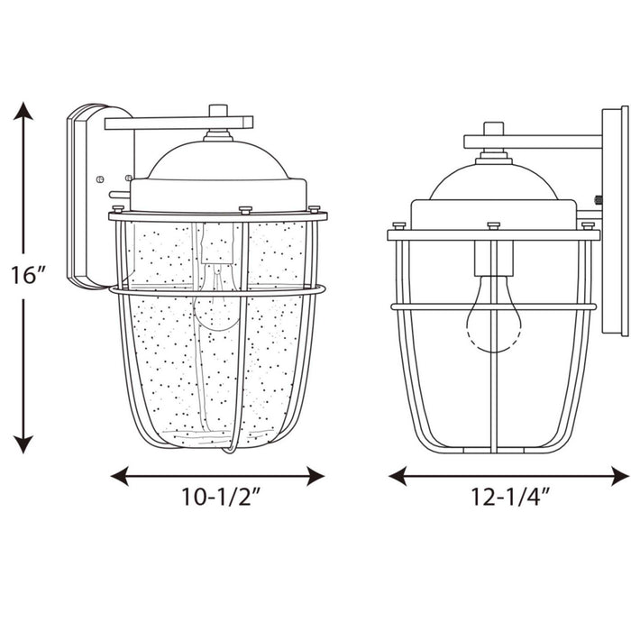 Progress Lighting P560067-031 One Light Wall Lantern, Black