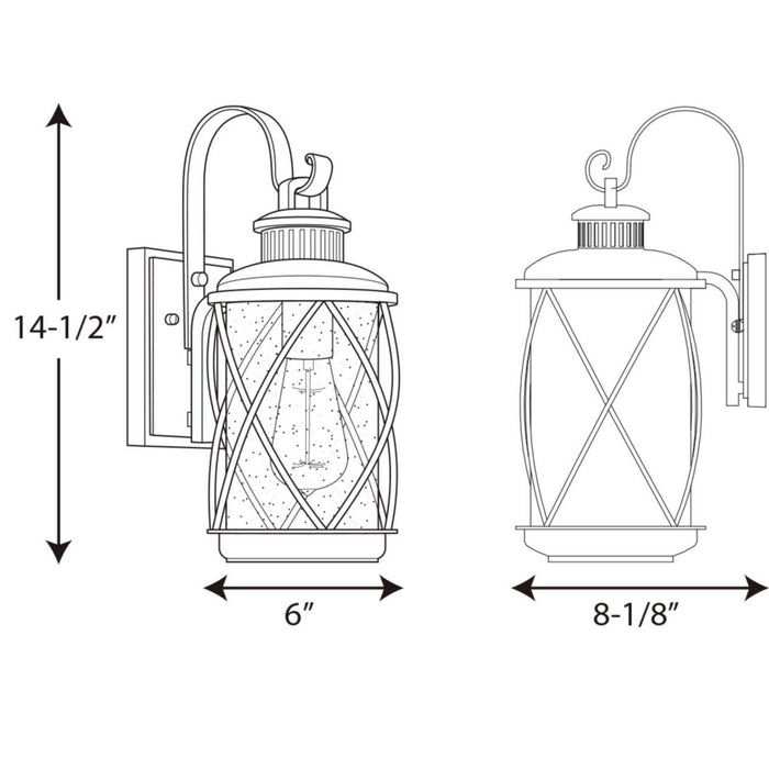 Progress Lighting P560080-031 One Light Wall Lantern, Black