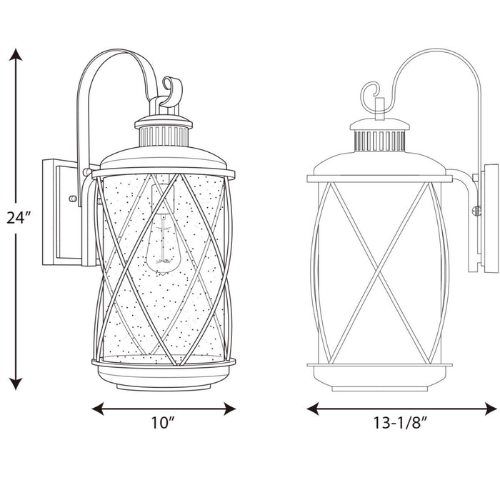 Progress Lighting P560082-031 One Light Wall Lantern, Black