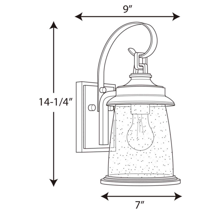 Progress Lighting P560083-103 One Light Wall Lantern, Antique Pewter