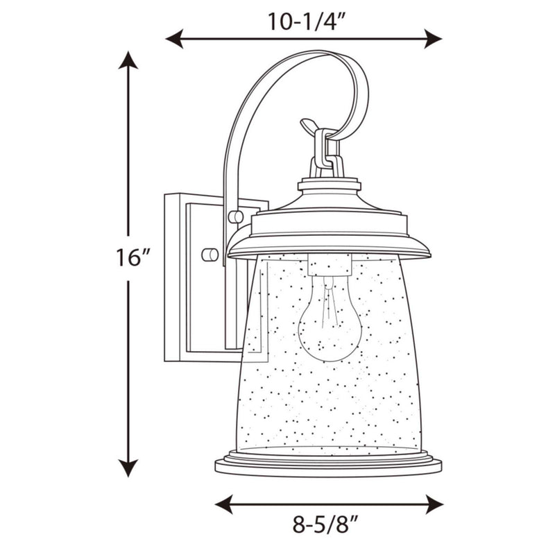 Progress Lighting P560084-103 One Light Wall Lantern, Antique Pewter