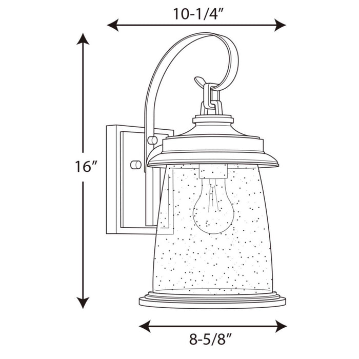 Progress Lighting P560084-103 One Light Wall Lantern, Antique Pewter