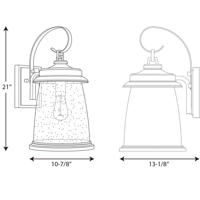 Progress Lighting P560085-103 One Light Wall Lantern, Antique Pewter